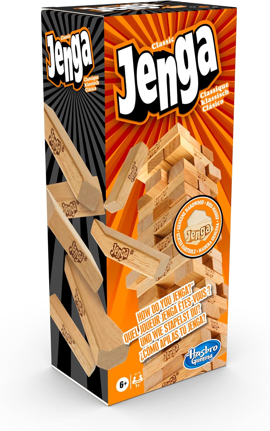 Hasbro Gaming - Classic Jenga Game, Genuine Hardwood Blocks, Jenga Stacking Tower Party Game For Family And Kids Ages 6+, Birthday Gift & Gift For All Ocasions | Global Value Items